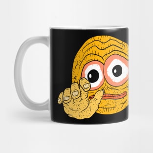 cursed hand emoji, scary and funny smiley face. Mug